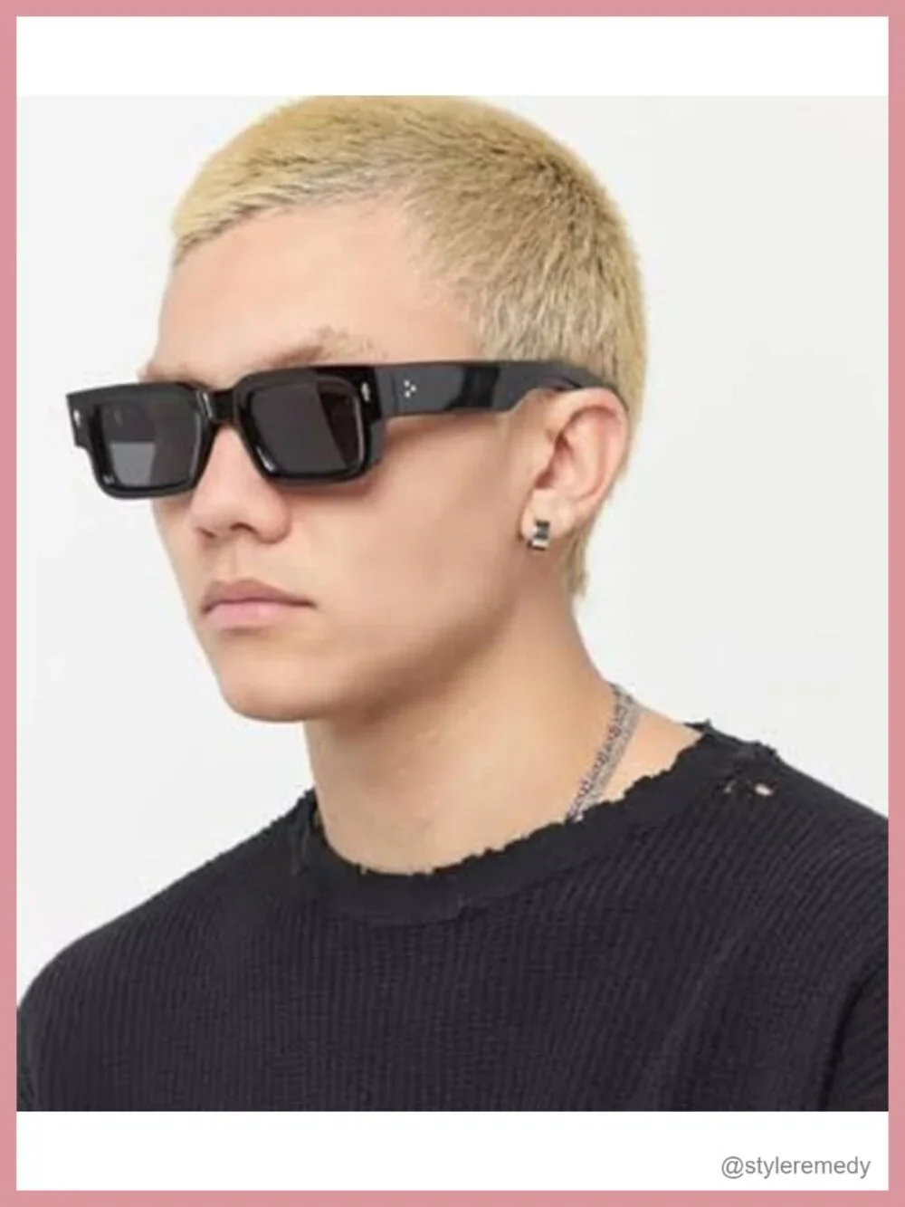Thick Frame Square Sunglasses for Women Men Chunky Rectangle UV400 Protection
